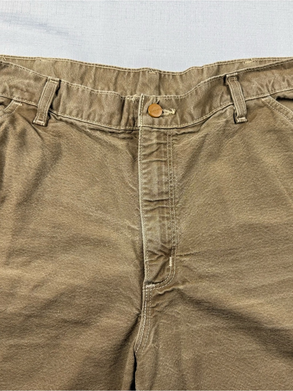 Carhartt Flame Resistant Canvas Work Pants Men 38x30 Brown Utility Dungaree NFRA